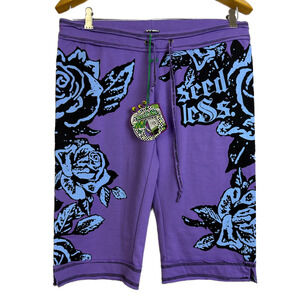Seedless Clothing Sweatpants Womens Small Purple Floral Lounge Y2K Crop 15" NWT